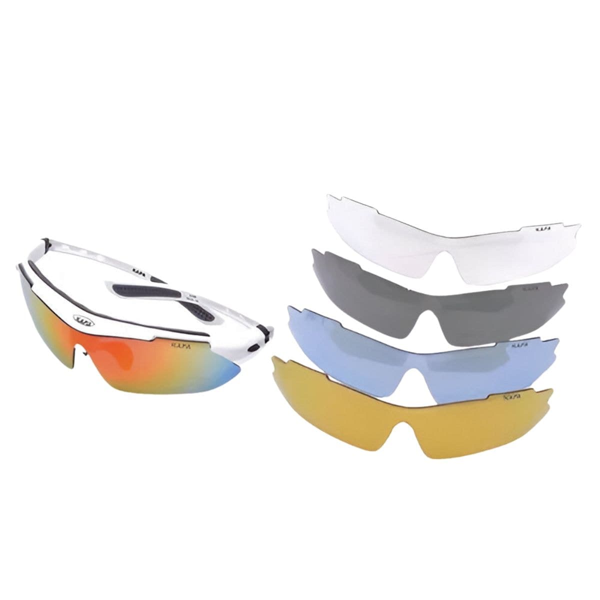 Óculos Ciclismo Kapa KP930 5 Lentes Branco Proteção UV