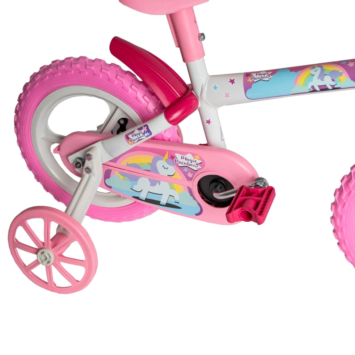 Bicicleta Aro 12 Styll Magic Raimbow Branco Rosa