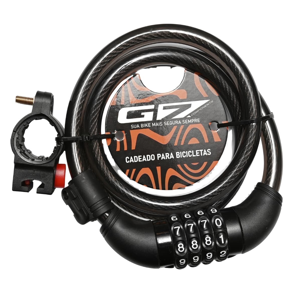 Cadeado de Bicicleta Espiral G7 Com Segredo 12mm X 1M