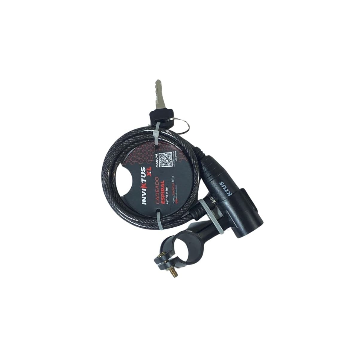 Cadeado de Bicicleta Espiral Inviktus Com Chave 6mm X 1M