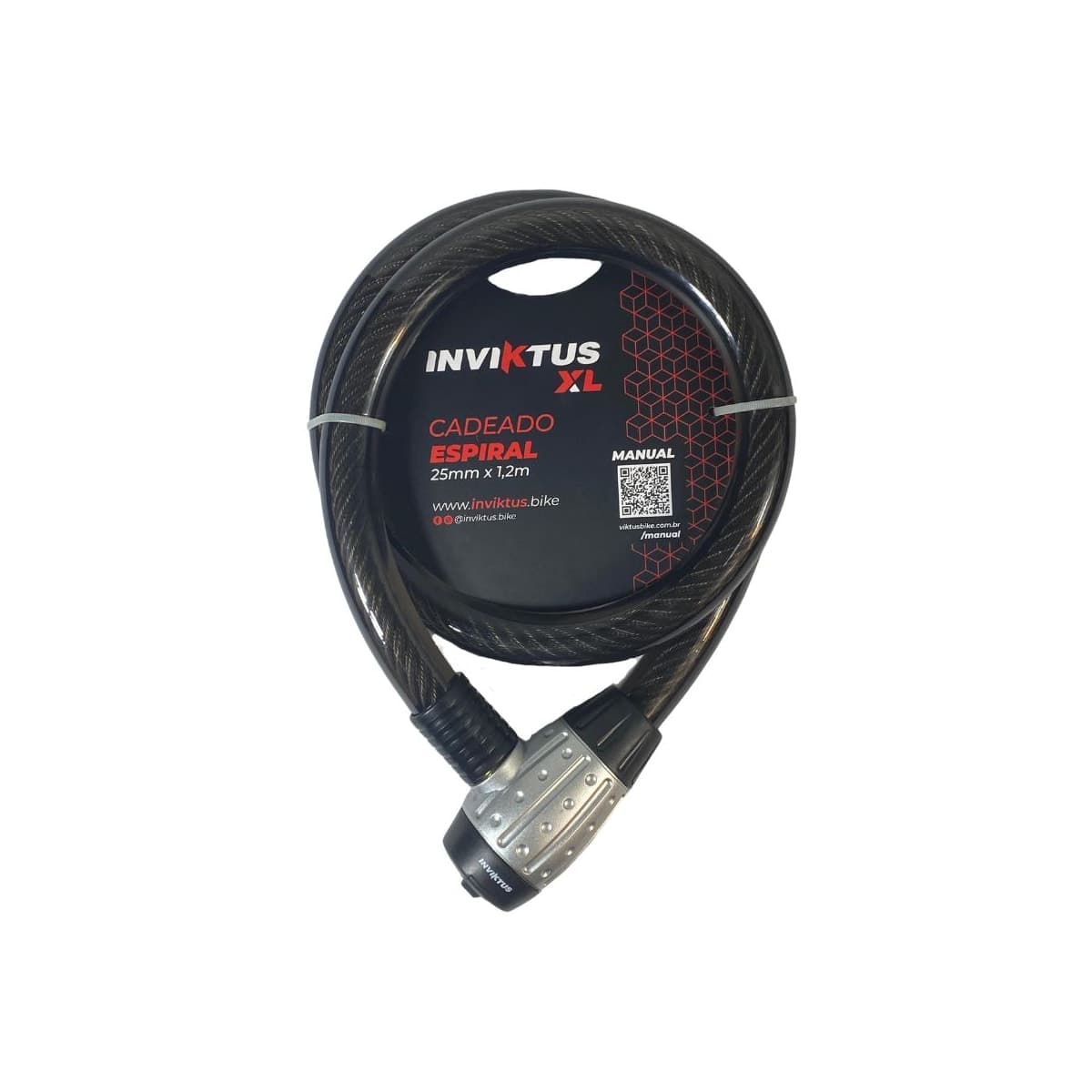 Cadeado de Bicicleta Espiral Inviktus Com Chave 25mm X 1,2M